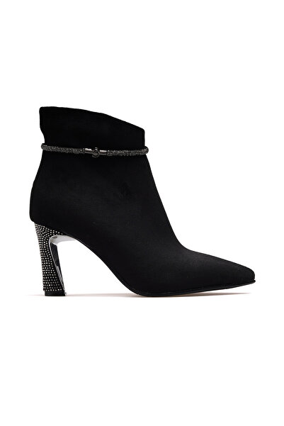 Guja Γυναικείες μπότες με τακούνι με λεπτομέρειες από πέτρα 25k 25k173 Z Μαύρο