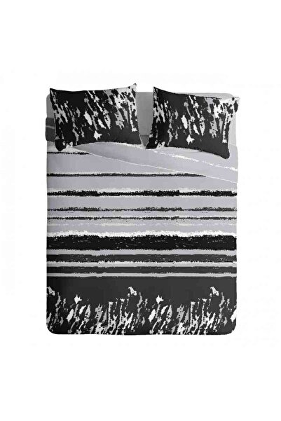 Dormisete DHome Renforce Grunge Bedding Set - Sheet 220x230, Duvet Cover 180x210, 2 Pillowcases 50x70 (Gray-Bl