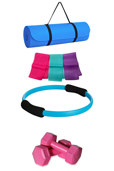 welcomein Pilates Yoga Set Silicone Yoga and Pilates Mat Home Fitness 4 Pieces Physical Therapy Aerobics