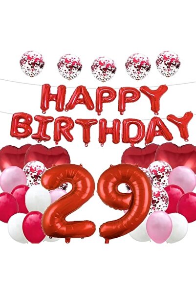 OEM Set of 25 balloons for birthday/anniversary, large 29-year balloon, 101 cm, red