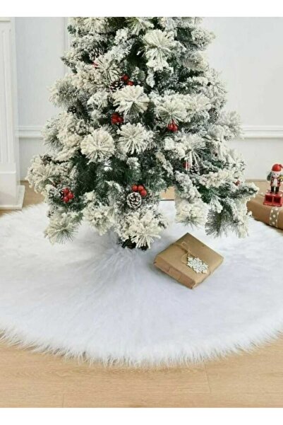 KNC EXCLUSİVE CLASSİC Luxury White Plush Christmas Tree Skirt |   Soft Fur-Looking Under-Tree Cover
