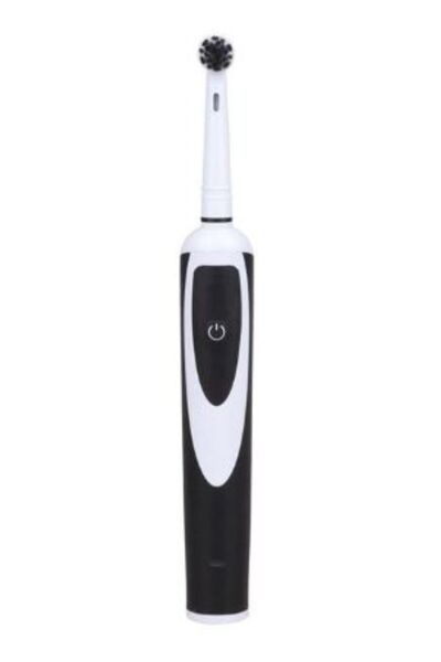 DentalX Rechargeable Electric Toothbrush White/Black with 2 Replacement Heads & Travel Case
