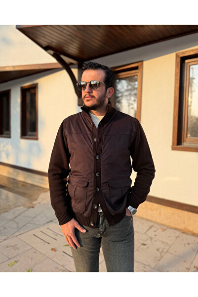 Avni Ceylan Nubuck Touch Detailed Knitwear Coat