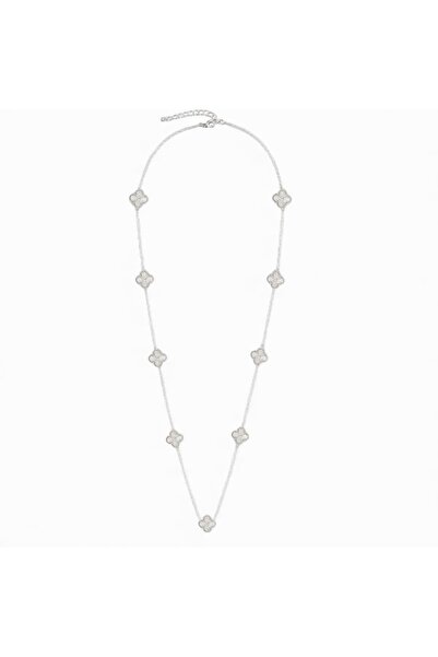 neslyaccessories 100cm 9 clover silver necklace