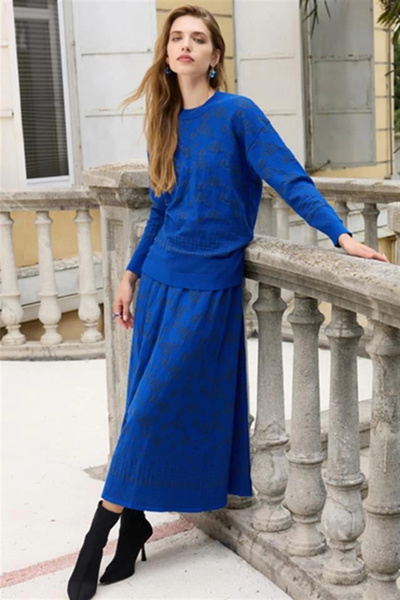 MissWhence Knitwear Skirt Suit Cobalt Miss252-T