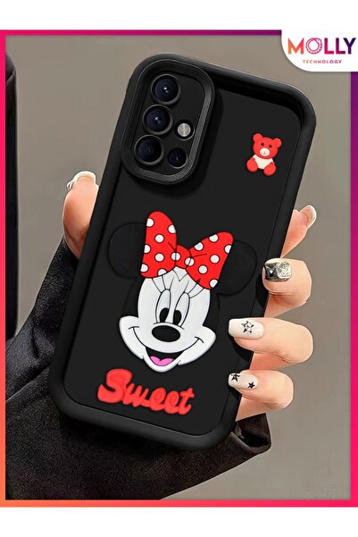 Molly Cute Minnie Silicone Case with Thick Black Edges 3D Embossed for Samsung Galaxy A51
