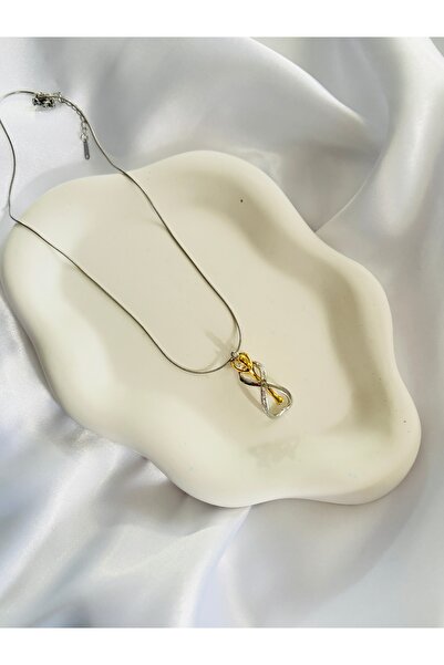 Home Zirkon Taşlı Sonsuzluk Düğüm Kolye - Kadın Modern Tasarım Aşk Düğümü Çel...