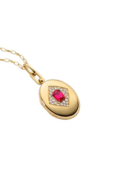 neslyaccessories Ruby Colored Pop-Up Cover Necklace (43 cm)