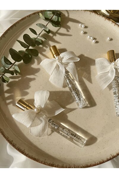 Gami Handmade Fiyonk Detaylı Fısfıslı Sprey Şişe İncili Kolonya 10ml -Nişan,Nikah,Kına,Söz Hediyelik-15 Adet