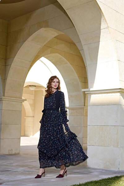 MissWhence 37819 Double Chiffon Dress with Belt at the Waist