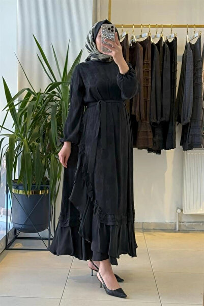 MissWhence 38806 Cupro Lace Detailed Dress Black