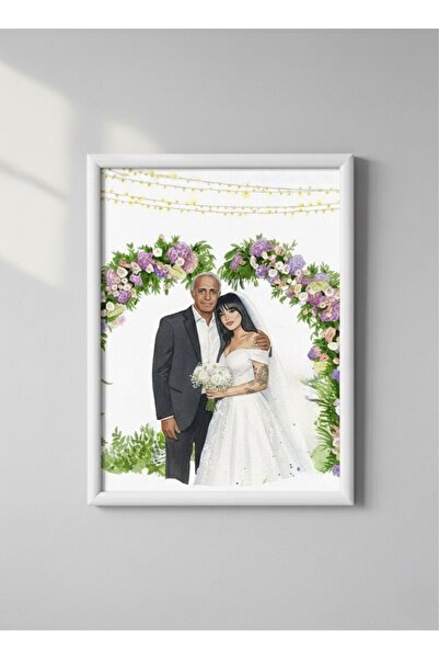 Shop Asiyan ÇERÇEVELİ SULU BOYA ÇİZİM (35 x 50 cm) fotoğraf birleştirme, hedi...