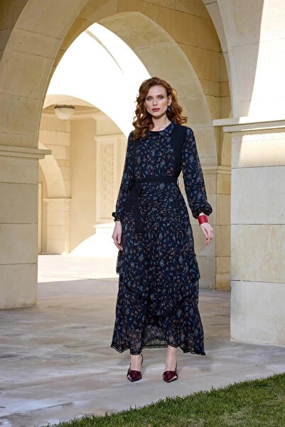 MissWhence 37819 Double Chiffon Dress with Belt at the Waist