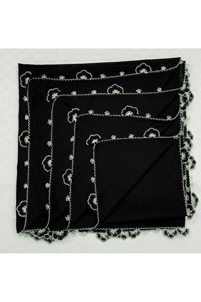 REYYAN İĞNE OYASI DÜZ SİYAH SU YEŞİLİ KENARLI YAZMA