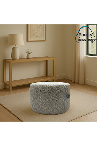PixelsBeanBag Pixel Bean Bag Round Boucle Fabric Ottoman, for Living Room and Bedroom