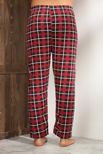 Serena Men's red pajama pants with black and white checks, loose fit - big size