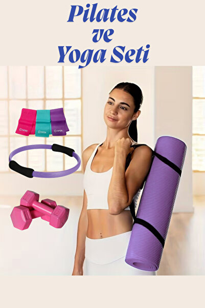 welcomein Pilates Yoga Set Silicone Yoga and Pilates Mat Home Fitness 4 Pieces Physical Therapy Aerobics