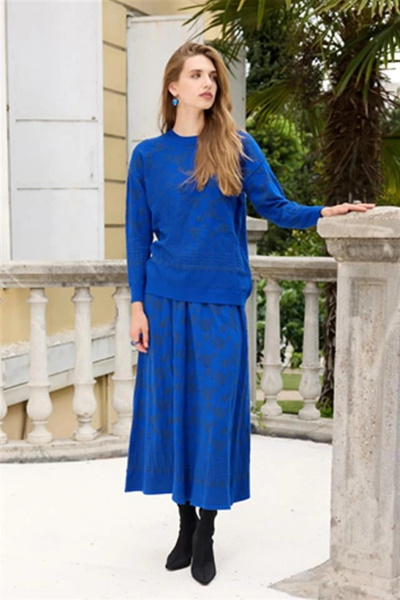 MissWhence Knitwear Skirt Suit Cobalt Miss252-T