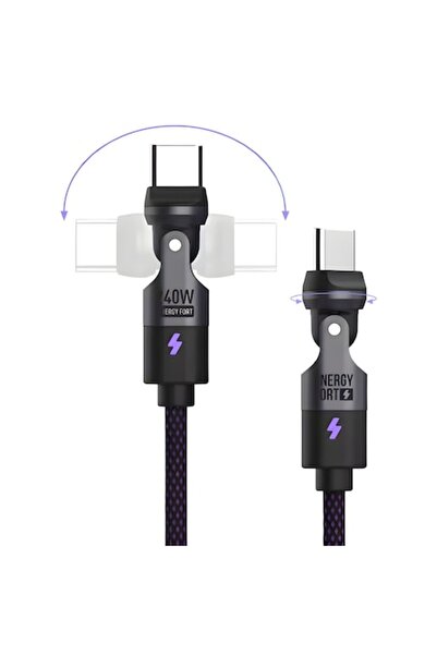 AIM TO POWER USB-C to USB-C Cable, 240W PD3.1, 360° Rotating, Nylon Braided