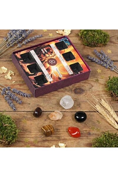 Taş Sandığı Aslan Burcu Doğal Taş Seti – Karton Kutulu