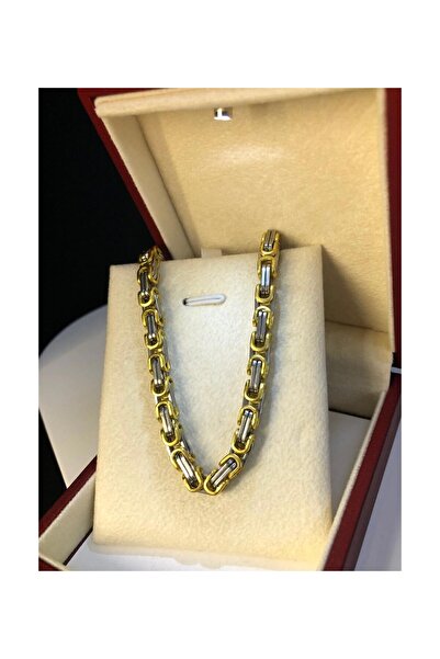 stainles steel Kral Model Gold-Gümüş Renk Çelik Erkek Kolye