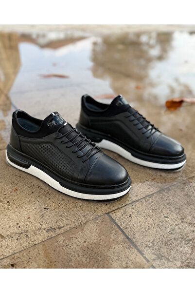 Avni Ceylan Primecore Black Leather Sneaker Shoes with Rubber Laces