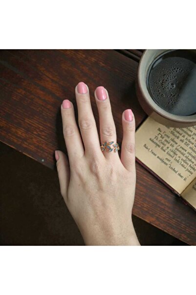 PAWNEST Adjustable Leaf Motif Women's Ring – Gold Color and Silver Color Meta...