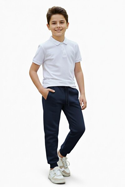 BAGLAN Navy Blue Color 3 Thread Cuffed Girls Boys Tracksuit Bottom Bgl-St05046