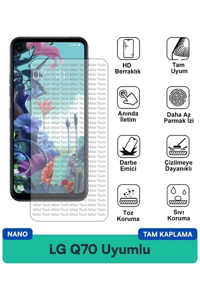 Milat Tech طبقة حماية شاشة LG Q70 Nano للحماية من الصدمات، شفافية عالية