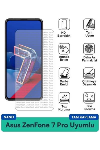 Milat Tech طبقة حماية للشاشة من Asus ZenFone 7 Pro Nano هيكل رفيع ومرن ومقاوم...