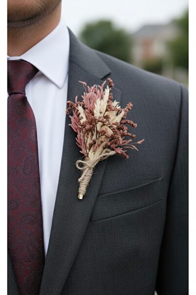 BG TASARIM Doğal Kuru Çiçekli Yaka Çiçeği - Damat Yaka Çiçeği - Sağdıç Çiçeği