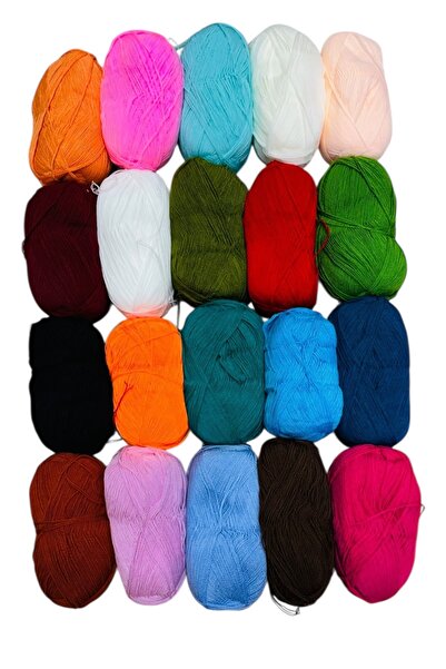 Muensu 10 Adet Lif İpi, Karışık Renk Örgü İpliği, 100 Gr Yumak, İplik