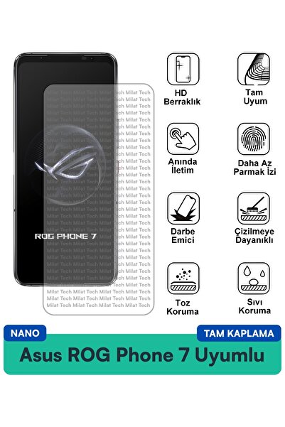 Milat Tech طبقة حماية للشاشة من Asus ROG Phone 7 Nano مقاومة للخدوش والصدمات