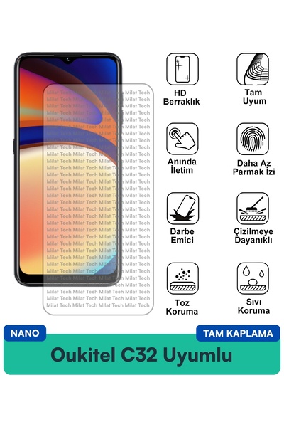 Milat Tech طبقة حماية للشاشة من Oukitel C32 Nano، طبقة حماية مضادة للخدش ومضا...