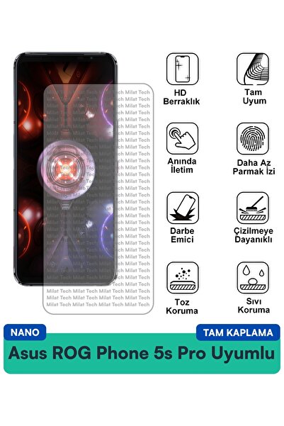 Milat Tech طبقة حماية للشاشة من Asus ROG Phone 5s Pro Nano مقاومة للخدوش والص...