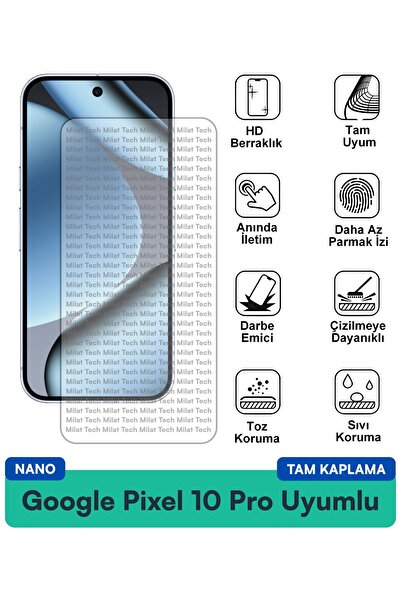 Milat Tech Google Pixel 10 Pro Nano Screen Protection Film Flexible Thin Stru...