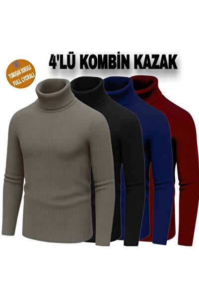 EMKA GİYİM Men's Turtleneck High-Neck Knit Sweater