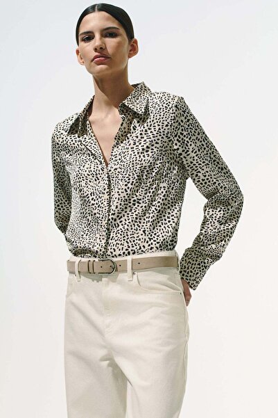 H&M Fitted satin shirt