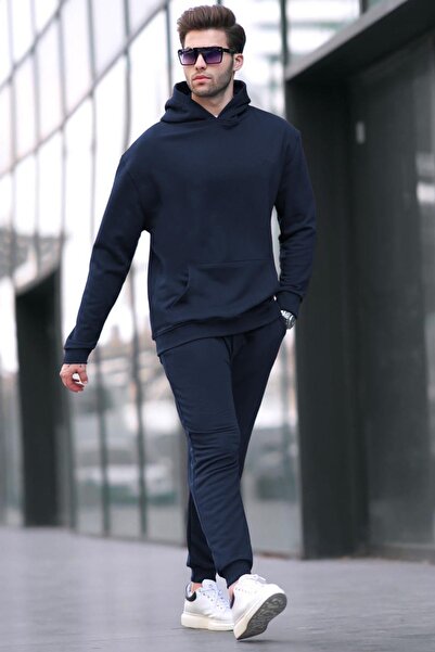 Madmext Σετ αθλητικής φόρμας Navy Blue με κουκούλα Basic 5928