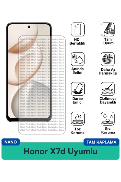 Milat Tech فيلم حماية شاشة Honor X7d Nano، تصميم رقيق ومرن، حماية من الصدمات