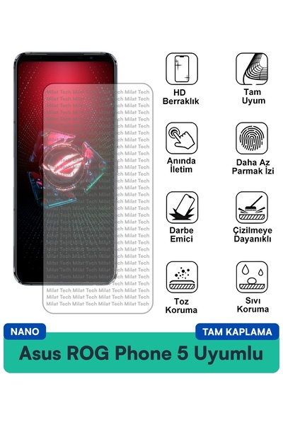 Milat Tech طبقة حماية للشاشة من Asus ROG Phone 5 Nano مقاومة للخدوش والصدمات