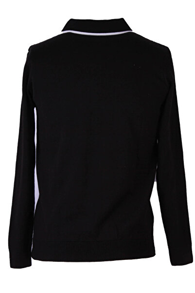 trender Zippered Polo Black Men's Sweater 18103