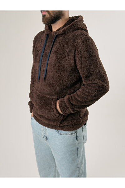 COCOPELLI Men's Hooded Brown Plush Sweat Coc2592