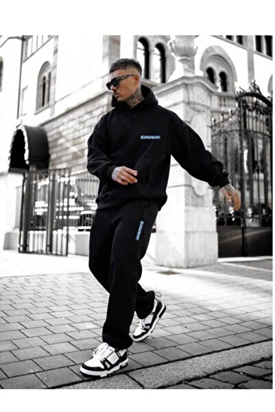 Marco Fresco Ανδρικό Μαύρο Σετ Φόρμας oversized Celloheart oversized