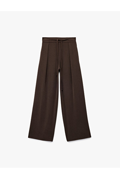 Koton Pantaloni cu talie joasă, drepti, cu picioare largi material reiat