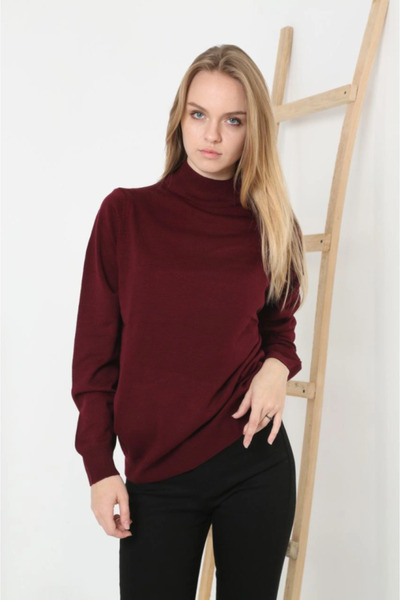 TREND_AWİSE Half Turtleneck Knitwear Sweater Soft Textured Cotton Fine Weave,...