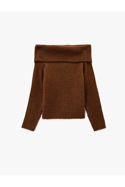 Koton Long Sleeve Open Shoulder Oversized Knitwear Sweater