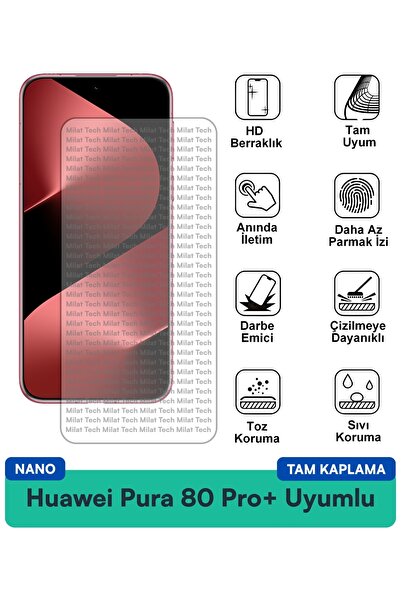 Milat Tech طبقة حماية شاشة نانو لهاتف هواوي بورا 80 برو+ مقاومة للخدوش والصدمات