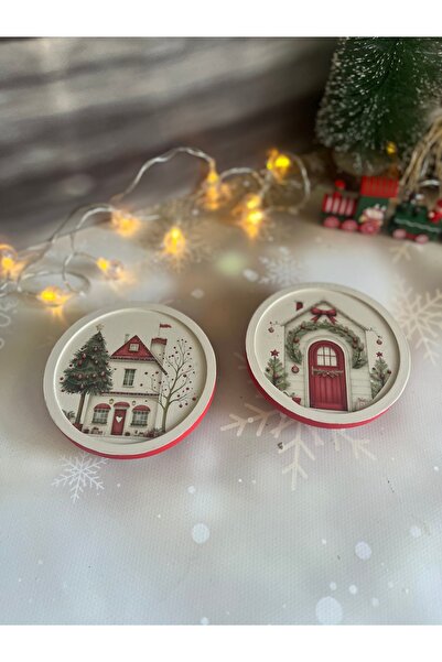 Bypinaryuksel New Year's House Patterned 2-Piece Mini Presentation Holder