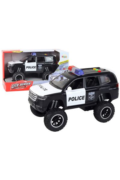 Bebelul Raptor Police Off-Road Vehicle Black 1:14 with LED Lights, Sounds and Pull-Back Drive